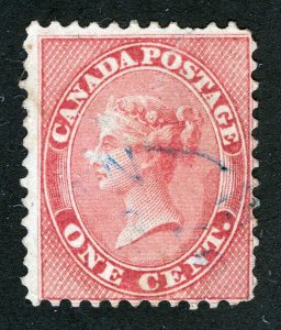 Canada Sc 14 Rose 1¢ p.12 1859 Light Blue CDS Cancel