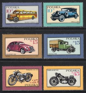 Thematic stamps POLAND 1987 MOTOR VEHICLES 3105/10 mint