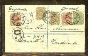 TRANSVAAL (P0106B) 1898 1/D+1DX2+2DX2 REG COVER TO GERMANY