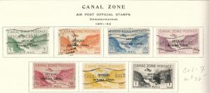 Canal Zone Scott Co1-7 official airmail stamp set 1941-1942