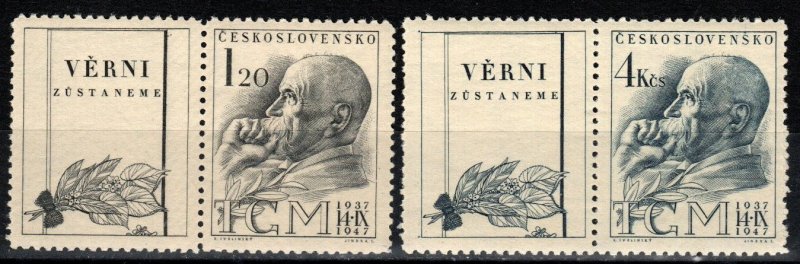 Czechoslovakia #334-5  F-VF Unused  With Labels CV $5.00  (X269)