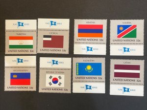 1997 UN NY Flags Sc# 690-697 United Nations MNH Complete  Set Tabbed Singles