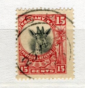 TANGANYIKA; 1922-24 GV Giraffe pictorial issue fine used Shade of 15c. value