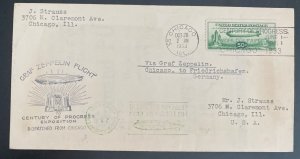 1933 Chicago USA LZ 127 Graf Zeppelin cover Century Of Progress Exposition #C18