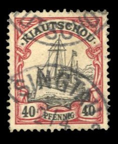 German Colonies, Kiauchau #16 Cat$18, 1901 40pf lake and black, used, signed ...