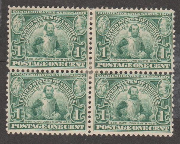 U.S. Scott #328 Capt John Smith - Jamestown Stamps - Mint Block of 4