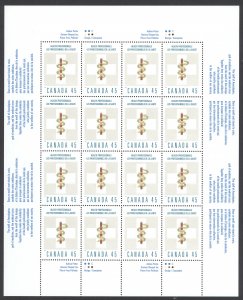 Canada Sc# 1735 MNH pane/16 1988 45c Aesculapian Staff and medical cross