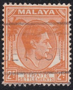 MALAYA STRAITS SETTLEMENTS 1937-41 GVI 2c orange sound used................A7564