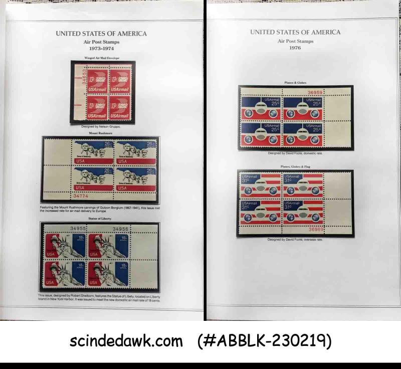 UNITED STATES 1957-1976 AIR POST STAMPS BLK OF 4 MNH IN A FOLDER