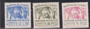 Mexico # 808-810,, National Literary Campaign, Mint NH, 1/3 Cat.