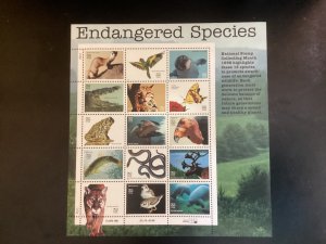 US Scott #3105 32 cent ENDANGERED SPECIES Pane of 15 MNH