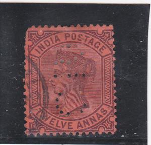 India  Scott#  45  Used Perfin