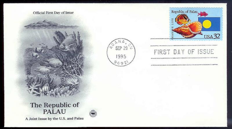 UNITED STATES FDC 32¢ Palau 1995 Postal Society