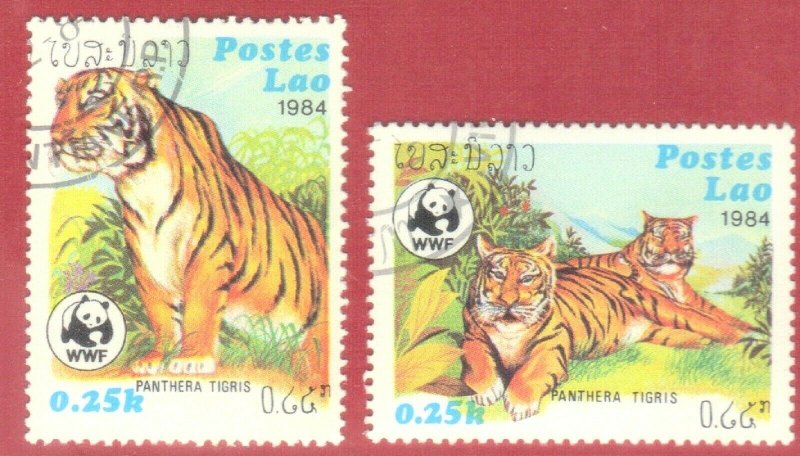 LAOS SCOTT #517+518 **USED^^ 1984  TIGERS   SEE SCAN