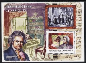 COMORO IS - 2008 - Classical Composers - Perf Min Sheet - MNH - Private Issue