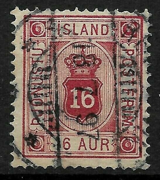 Doyle's_Stamps: Very NICE 1876 Iceland 16 Aur Official Stamp, Scott #O7 (L1)