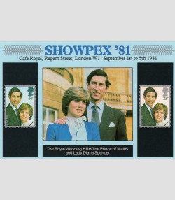 Great Britain 1981 Showpex Exhibition Diana & Charles Imperforated Mint (NH)