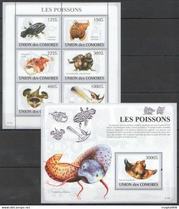 2009 Comoros Fish & Marine Life Fishes Poissons Kb+Bl ** Uc065