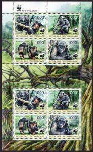 Central African Rep. WWF Central Chimpanzee Sheetlet of 2 sets /8 stamps