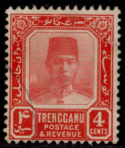 MALAYSIA - Trengganu GV SG30, 4c rose-red, FINE USED.