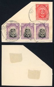 Southern Rhodesia SG7 SG2 6d Strip of 3 1d Values Used on Piece