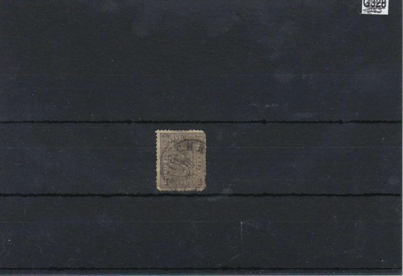 Norway 1867 1 Skilling Black Used Stamp CAT£55 Ref: R7490