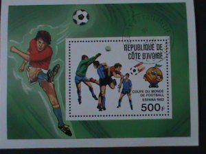 ​IVORY COAST-1982-WORLD CUP SOCCER-ESPANA'82-CTO S/S VERY FINE-FANCY CANCEL