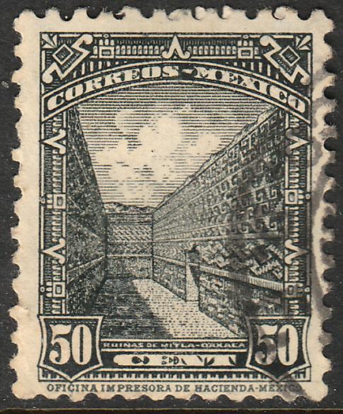 MEXICO 718, 50c RUINS OF MITLA 1934 DEFINITIVE USED (544)