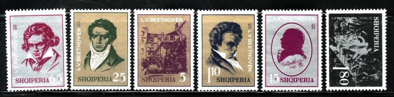 ALBANIA Sc 1328-33 NH issue of 1970 - MUSIC - BEETHOVEN