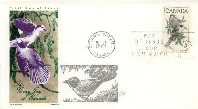 1968 Canada Gray Jay (Scott 478) Jackson/Overseas Mailer