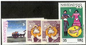 CHILE 797-800 MNH SCV $2.65 BIN $1.35 CHRISTMAS