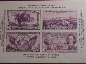 ​UNITED STATES-1936 SC# 778 3RD INTERNATIONAL STAMPS SHOW-VERY OLD IMPERF: S/S