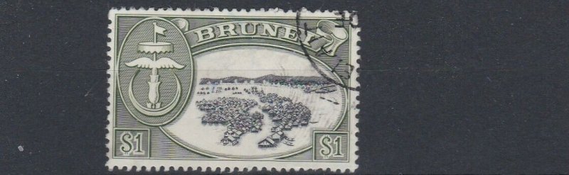 BRUNEI  1952 - 58    S G  111   $1  BLACK & GREEN  USED                   