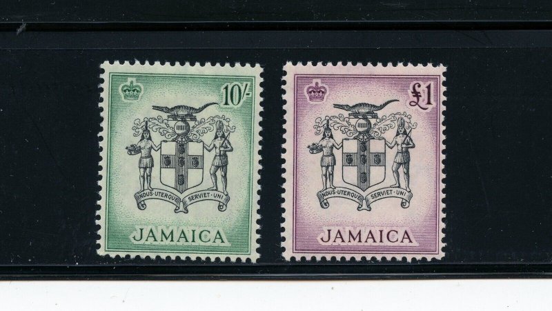 Jamaica #174 & #175 (J802) Hi Values Arms of Jamaica, M, VLH, FVF