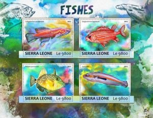 Sierra Leone - 2017 Fish on Stamps - 4 Stamp Sheet - SRL17317a