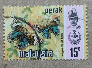 Perak 1977 Harrison 15c Butterflies., used. Scott 151b, CV $0.50. SG 182