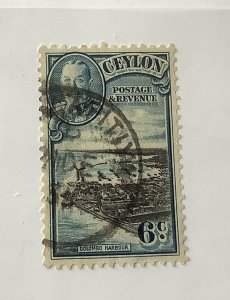 Ceylon 1935  Scott 266 used - 6c,  George V & Colombo Harbor