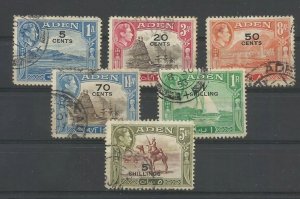 ADEN 1951 KGVI O/PRINT NEW VALUES MINI SET USED