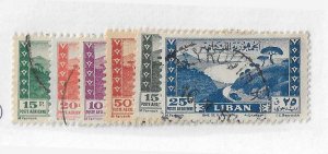 Lebanon Sc #C145A-C147B set of 6 with extra shade of 15p used VF