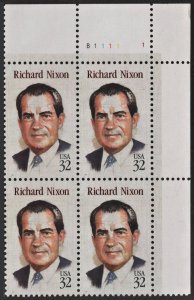 SC#2955 32¢ Richard Nixon Plate Block: UR #B1111-1 (1995) MNH