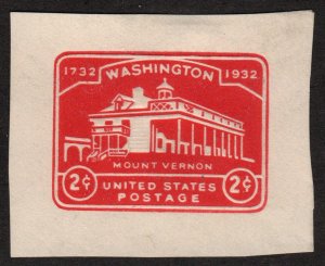 SC#U525 2¢ Washington Bicentennial Cut Square (1932) Unused