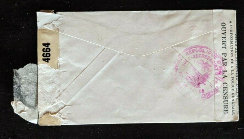 1942 Port Au Prince Haiti to New York City USA Censorship WWII Air Mail Cover