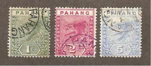 Malaya-Pahang  Scott #11-13  Used  Scott CV $55.00