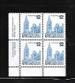 CANADA, 712, MNH, PLATE BLOCK, CASTLE