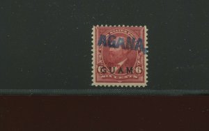 Guam 6 Overprint Used Stamp with Blue 'AGANA' Strightline Cancel (Guam 6-A1)