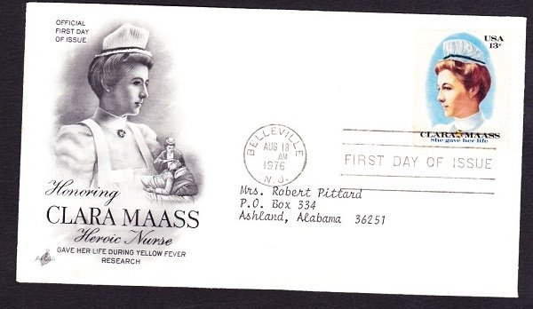 1699 Clara Maass ArtCraft FDC with neatly typewritten address