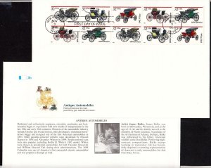 1995 Antique Automobiles Sc 3023a first day cover Fleetwood jumbo