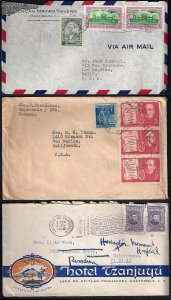 GUATEMALA 1940's THREE AIR MAIL COVERS TO US INCLUDING ILLUSTRATED HOTEL TZANJYU