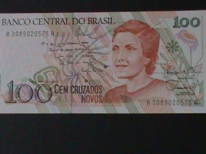 ​BRAZIL-1990-CENTRAL BANK- $100 CRUZEIRO UNCIR-VERY FINE WE SHIP TO WORLDWIDE