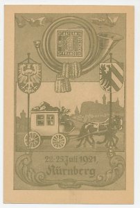 Postal stationery Germany 1921 Mail coach - Horse - Philatelic day Nurnberg - St